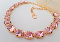 Art Deco Edwardian Rose Riviere Choker Necklace with Oval Crystals, Anna Wintour Collet, Statement Jewelry Gift