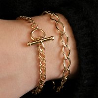 Stacking Chain Bracelets in Real Gold Plated | Personalized Gift, Letter Charm | Valentine's Day Gift for Girlfriend