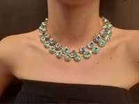 Aquamarine and Light Sapphire Rivoli Tennis Necklace, Anna Wintour Choker, Gold Collet Jewelry for Women, Birthday Gift
