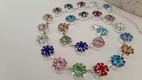 Multi-color Crystal Tennis Necklace in Silver, Colorful Rhinestone Jewelry, Rainbow Choker, Daisy Collet, Birthday Gift for Women