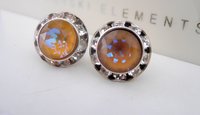 Cappuccino DeLite Halo Post Earrings in Silver Plating