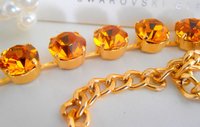 Yellow Topaz Crystal Tennis Necklace, Georgian Jewelry, Yellow Choker SS45, Crystal Gold Collet, 20th Birthday gift for her