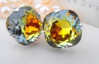 Medium Vitrail Cushion Post Earrings 4470 | Crystal Studs for Women 