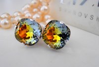 Medium Vitrail Cushion Post Earrings 4470 | Crystal Studs for Women 