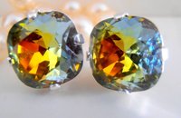 Medium Vitrail Cushion Post Earrings 4470 | Crystal Studs for Women 