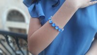 Blue Tennis Cup chain Bracelet in Platinum | Bracelet Gift for Girlfriend