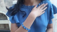 Blue Tennis Cup chain Bracelet in Platinum | Bracelet Gift for Girlfriend