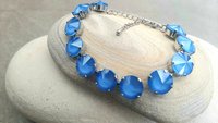 Blue Tennis Cup chain Bracelet in Platinum | Bracelet Gift for Girlfriend