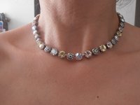 Jonquil Yellow Tennis Necklace, Crystal Collet, Silver Choker, Cup chain 8mm Jewelry, Gift for her