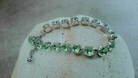 Chrysolite Green silver Bracelet made with Genuine Crystal Chatons, Girlfriend Birthday Gift, Tennis Cup chain,