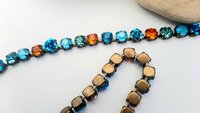 Aquamarine Tangerine Colorful Crystal Choker Necklace, Antique Bronze Jewelry for Sister, Graduation Party Gifts, Tennis Cup chain 8mm