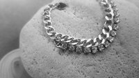 Double Row Chain Bracelet with Rhinestones | Stainless Steel Crystal Bracelet