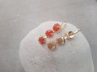 Hyacinth Orange Crystal Three Stone Dangle Earrings in Gold Rivoli Lever back Drop Earrings Statement Jewelry Anniversary Gift for Wife