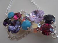 Multicolor Statement Bar Pendant, Cushion Cut Necklace 4470 12mm, Bohemian Silver Jewelry, Birthday gift for her