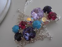Multicolor Statement Bar Pendant, Cushion Cut Necklace 4470 12mm, Bohemian Silver Jewelry, Birthday gift for her