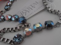 Blue Crystal Box Chain Necklace in Silver, Tennis Collet,  Everyday Jewelry for Women, Gift For Sister
