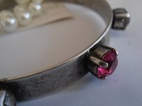 Layered Metal Cuff / Pink Crystal Bracelets / Bohemian Bracelet / Metal Bangle / Gipsy Bracelet / Antique silver Plating / Ethnic bracelet