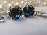 Dark Sapphire Blue Dangle & Drop Earrings / Art Deco Montana Hook Earrings / Women Jewelry / Gift for Girls