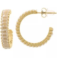 Gold Hoop Zircon Earrings in Gold | Stainless Steel Geometric Hoops