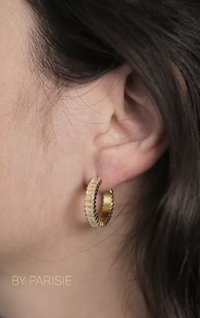 Gold Hoop Earrings with Zircons
