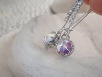  Aurora Borealis Teardrop Threader Earrings | Platinum Jewelry Gift for Mom