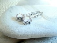  Aurora Borealis Teardrop Threader Earrings | Platinum Jewelry Gift for Mom