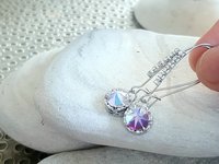  Aurora Borealis Teardrop Threader Earrings | Platinum Jewelry Gift for Mom