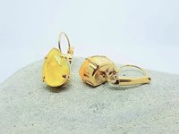 Yellow Lacquer Crystal Dangle Earrings | Teardrop Summer Earrings