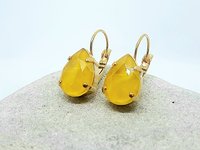 Yellow Lacquer Crystal Dangle Earrings | Teardrop Summer Earrings