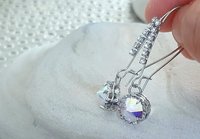 Aurora Borealis Teardrop Threader Earrings | Platinum Jewelry Gift for Mom