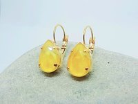 Yellow Lacquer Crystal Dangle Earrings | Teardrop Summer Earrings