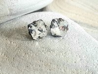 Clear Asscher Cut Crystal Earring Set in Antique Bronze | Christmas Gift