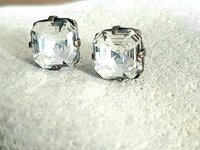 Clear Asscher Cut Crystal Earring Set in Antique Bronze | Christmas Gift