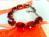 Ruby Oval Crystal Tennis Bracelet in Bronze | Christmas Gift