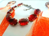 Ruby Oval Crystal Tennis Bracelet in Bronze | Christmas Gift
