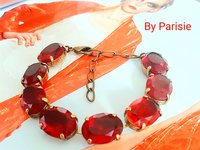 Ruby Red Tennis Bracelet in Antique Bronze