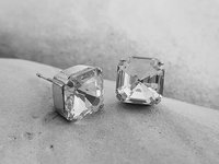 Crystal Clear Asscher Cut Stud Earrings in Silver