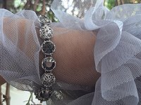 Art Deco Filigree Crystal Bracelet in Platinum Plated