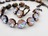Brown Cappuccino Tennis Necklace in Antique Bronze