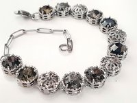 Art Deco Filigree Crystal Bracelet in Platinum Plated