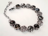 Art Deco Filigree Crystal Bracelet in Platinum Plated
