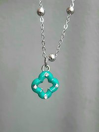 Enamel Clover Charm Necklace | Stainless Steel Chain Pendant
