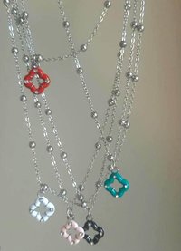 Enamel Clover Charm Necklace | Stainless Steel Chain Pendant