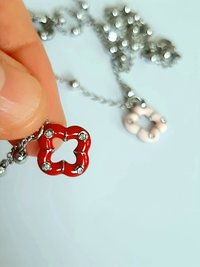 Enamel Clover Charm Necklace | Stainless Steel Chain Pendant