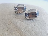 Silver Shade Oval Stud Earrings in Silver Plated | Valentine's Day Gift for Partner