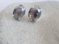 Silver Shade Oval Stud Earrings in Silver Plated | Valentine's Day Gift for Partner