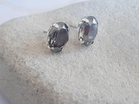 Silver Shade Oval Stud Earrings in Silver Plated | Valentine's Day Gift for Partner