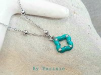 Enamel Clover Charm Necklace | Stainless Steel Chain Pendant