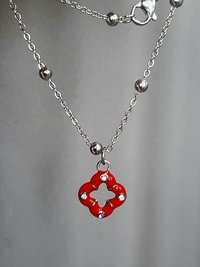 Enamel Clover Charm Necklace | Stainless Steel Chain Pendant