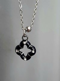 Enamel Clover Charm Necklace | Stainless Steel Chain Pendant